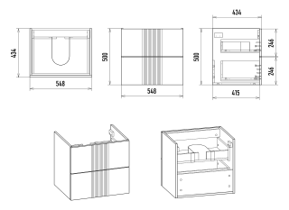 Подвесная тумба под раковину Brevita Vega VEG-09060-0102Я 60см белый/золото